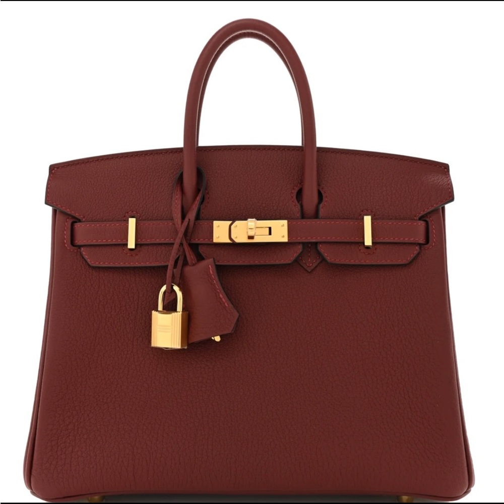 Elegant Burgundy Leather Handbag 25cm GHW **New**